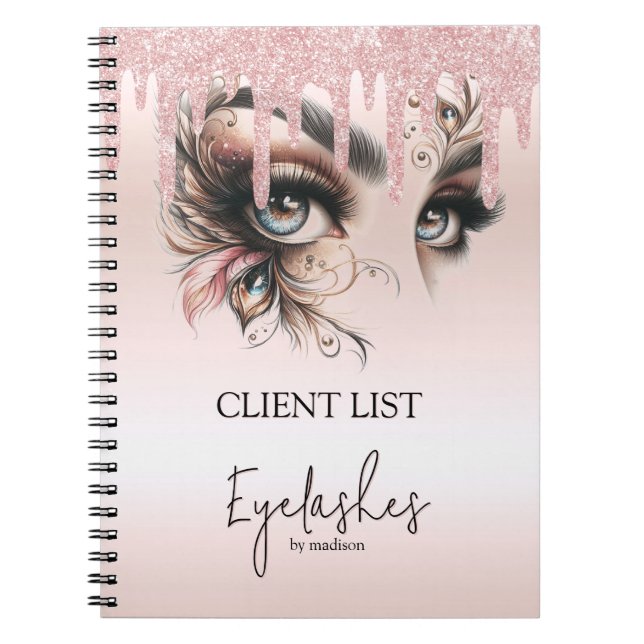 Caderno Espiral Notebook com brilho EyeLashes (Frente)