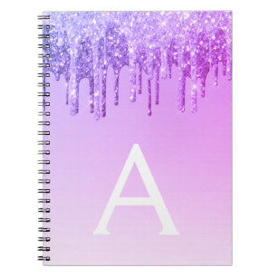 Caderno Espiral Notebook com brilho roxo