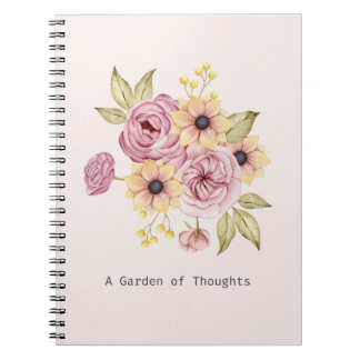 Caderno Espiral Notebook com Buquê Floral de Jardim do Pensamento