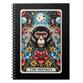 Caderno Espiral Notebook com cartão de tarô com espírito macaco