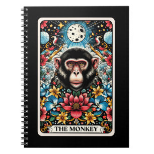 Caderno Espiral Notebook com cartão de tarô com espírito macaco