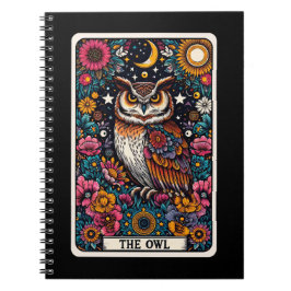 Caderno Espiral Notebook com cartão de tarô espiritual de coruja