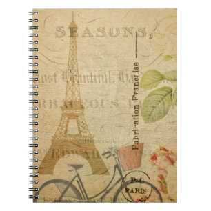 Caderno Espiral Notebook com cartão-postal francês