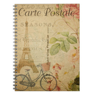 Caderno Espiral Notebook com cartão-postal francês
