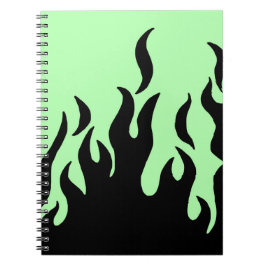 Caderno Espiral notebook com chamas verdes