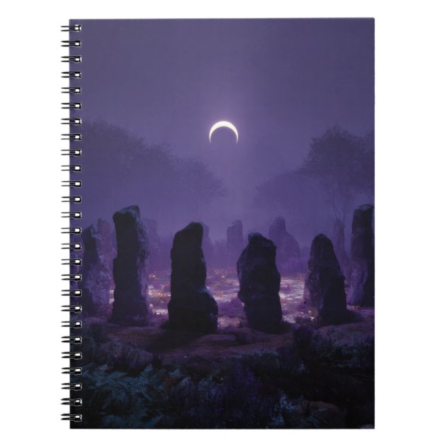 Caderno Espiral Notebook com círculo de pedra crescente (Frente)