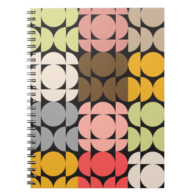 Caderno Espiral Notebook com círculos modernos do século de Médio  (Frente)