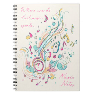 Caderno Espiral Notebook com citação musical, presente para compos