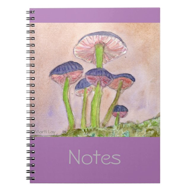 Caderno Espiral Notebook com Cogumelos de Pastel Mágico (Frente)