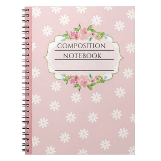 Caderno Espiral notebook com composição floral