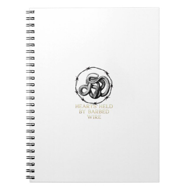 Caderno Espiral Notebook com coração detido por arame farpado (Frente)