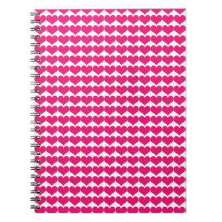 Caderno Espiral Notebook com corações cor-de-rosa