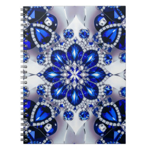 Caderno Espiral Notebook com cores brancas azuis Design abstrato