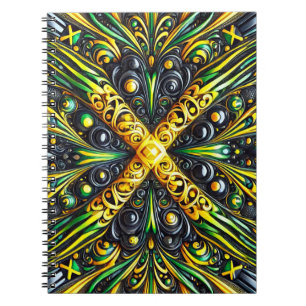 Caderno Espiral Notebook com cores jamaicanas Design abstrato
