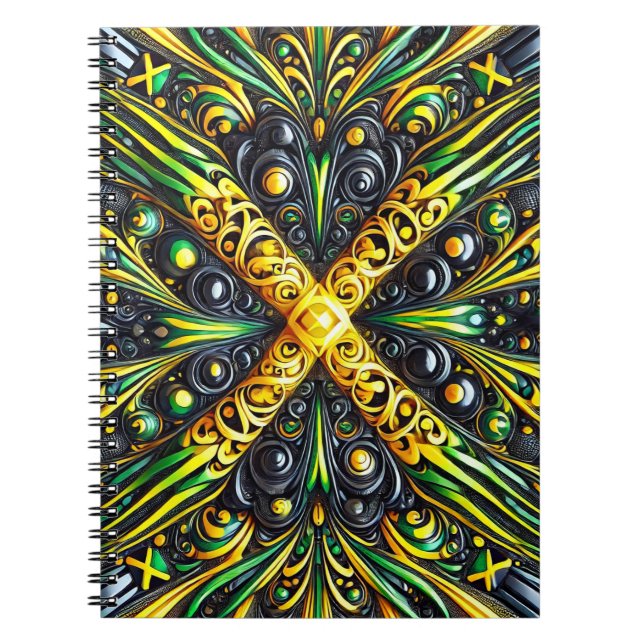 Caderno Espiral Notebook com cores jamaicanas Design abstrato (Frente)