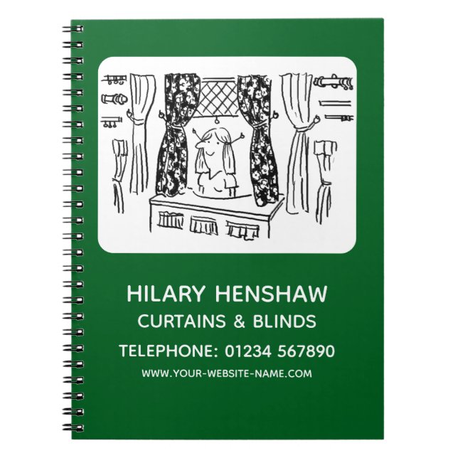 Caderno Espiral Notebook com cortinas e cegos (Frente)