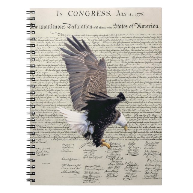 Caderno Espiral Notebook com declaração de independência da águia  (Frente)