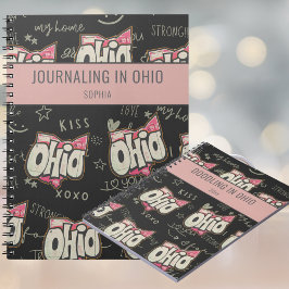 Caderno Espiral Notebook com desenho em preto-rosa de Ohio