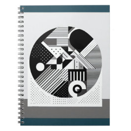 Caderno Espiral Notebook com Design de círculo monocromático