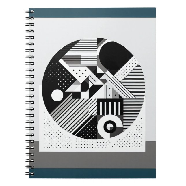Caderno Espiral Notebook com Design de círculo monocromático (Frente)