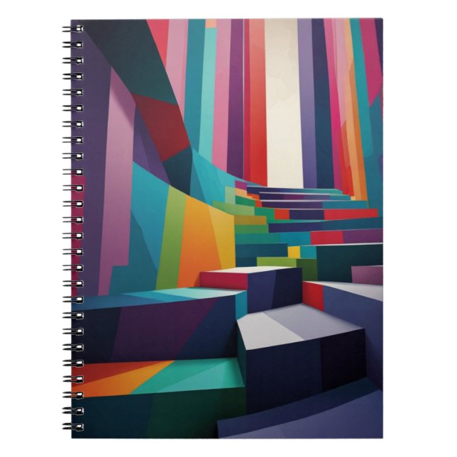 Caderno Espiral Notebook com Design de Escada Vibrante (Frente)