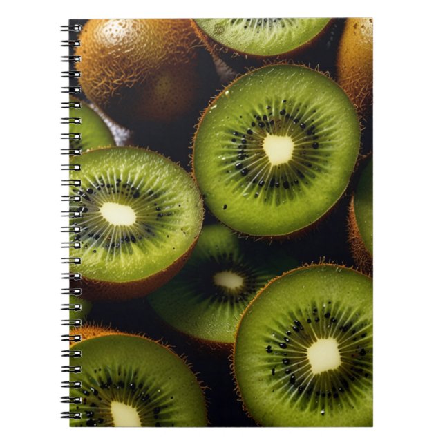 Caderno Espiral Notebook com Design de Fruta Kiwi - Verde vibrante (Frente)