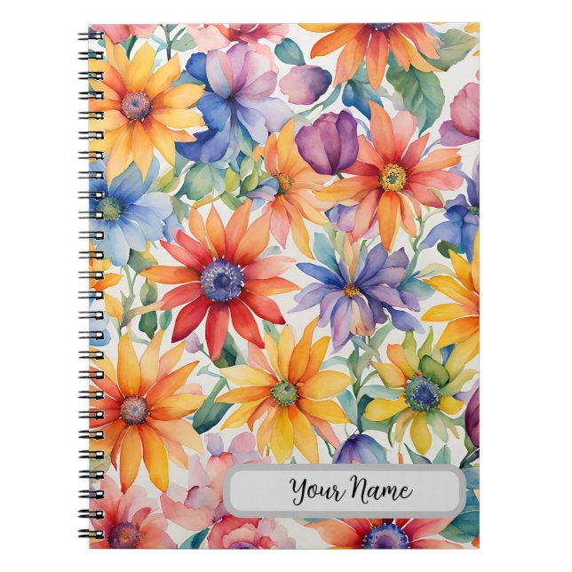 Caderno Espiral Notebook com design espiral de aquarelas (Frente)