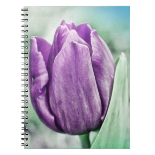 Caderno Espiral Notebook com Diário com ventilador de tulipas pú