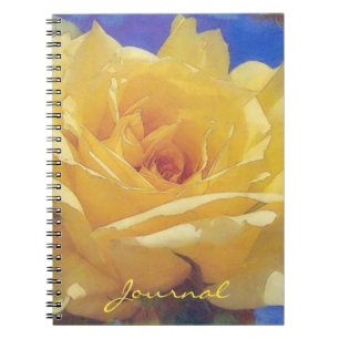 Caderno Espiral Notebook com Diário de Flor Rosa Grande Amarelo