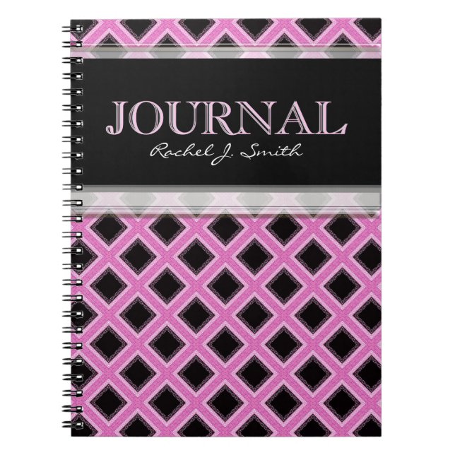 Caderno Espiral Notebook com Diário de padrão Frangos Rosa (Frente)