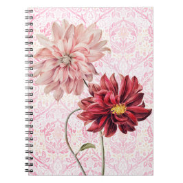 Caderno Espiral Notebook com Diário de Par Flor de Estilo Vintage