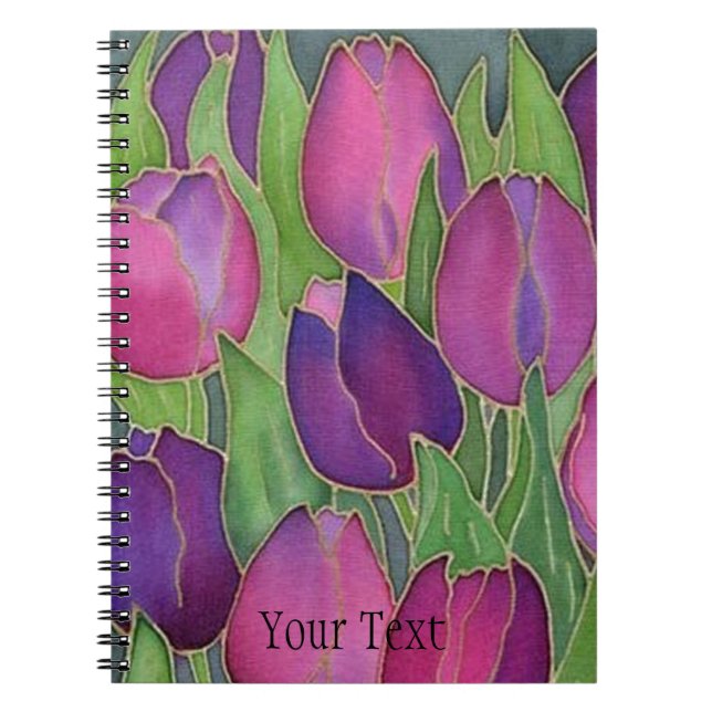 Caderno Espiral Notebook com Diário de Tulipas Roxas (Frente)