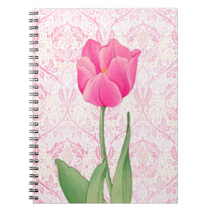 Caderno Espiral Notebook com Diário Tulip Rosa Estilo Vintage