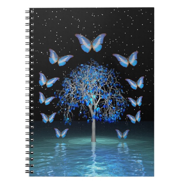 Caderno Espiral Notebook com espiral de árvore de cristal borbolet (Frente)
