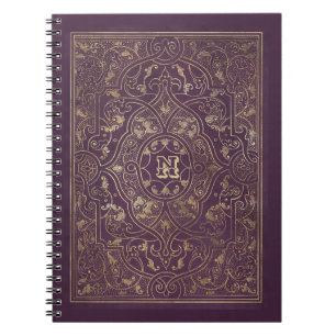 Caderno Espiral Notebook com estrutura Dourada e roxa do ornamenta