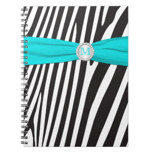 Caderno Espiral Notebook com faixa branca de zebra branca, preto,