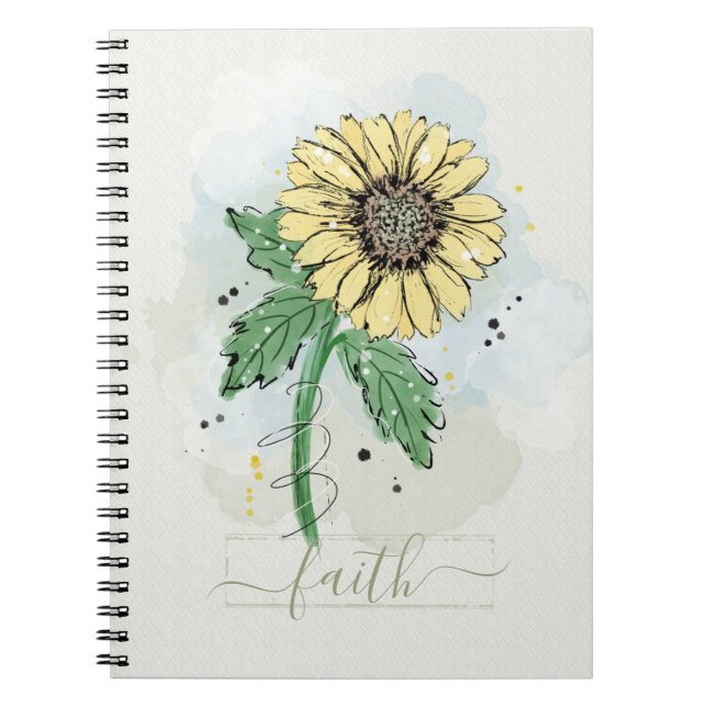 Caderno Espiral Notebook com Fé de Aquarela Amarela (Frente)