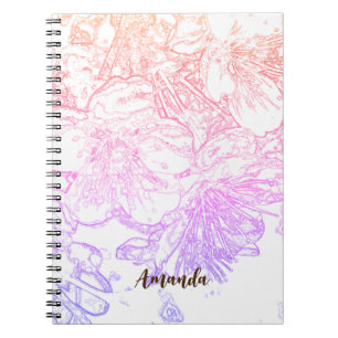 Caderno Espiral Notebook com flor de maçã