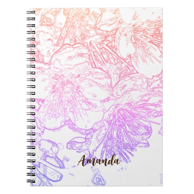 Caderno Espiral Notebook com flor de maçã (Frente)