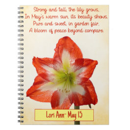Caderno Espiral Notebook com Flor de Nascimento Personalizável - L