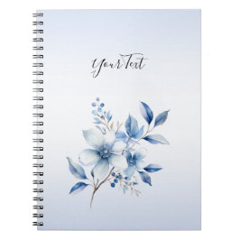 Caderno Espiral Notebook com flores azuis botânicas