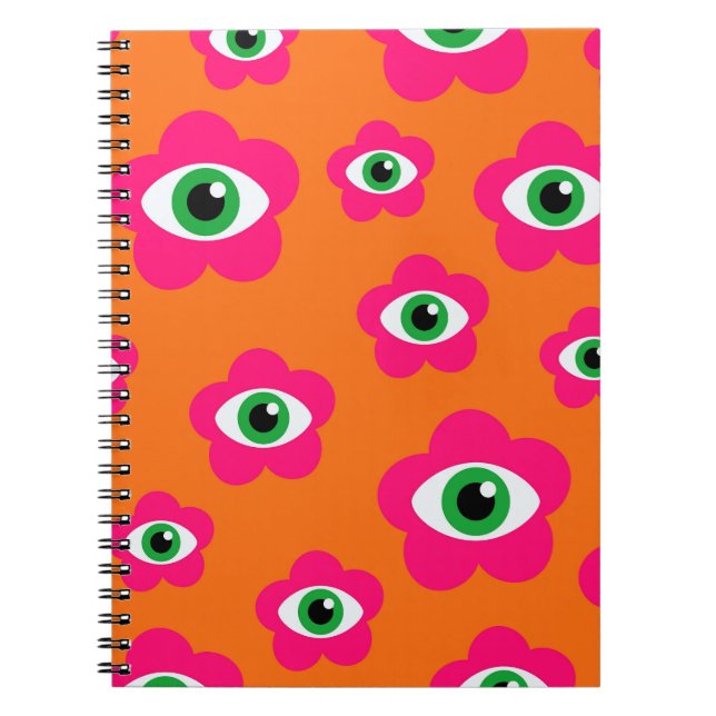 Caderno Espiral Notebook com flores para os olhos mau (Frente)