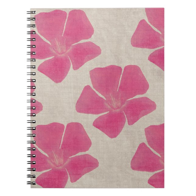 Caderno Espiral Notebook com flores rosa (Frente)