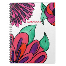 Notebook com flores rosa