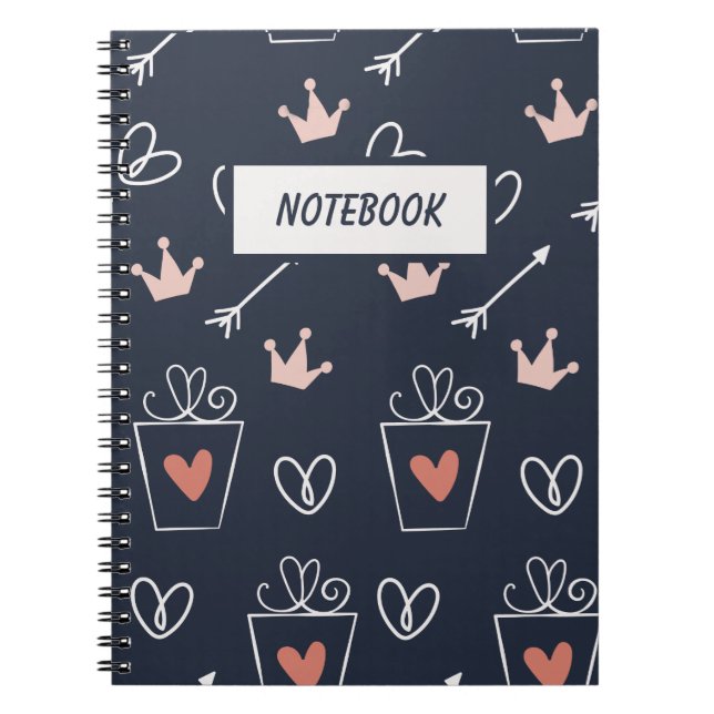 Caderno Espiral Notebook com Formas Desenhadas à Mão Bonitas (Frente)