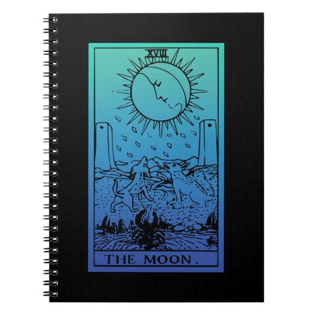 Caderno Espiral Notebook com gradiente de placa de tarô de lua (Frente)