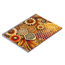 Notebook com Honeycomb e Design Floral