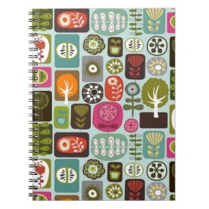 Caderno Espiral Notebook com ícones da natureza abstrato