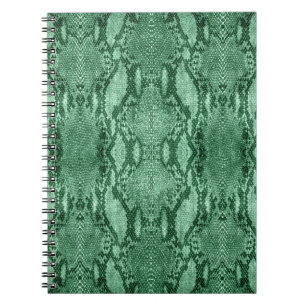 Caderno Espiral Notebook com Impressão de pele Cobra verde-claro