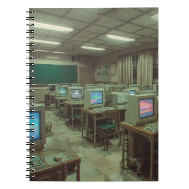 Caderno Espiral Notebook com laboratório de computador retrorrefle (Frente)